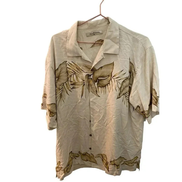Tommy Bahama Cream Short Sleeve Casual Button-Down Shirt Size Large - Picture 1 of 3